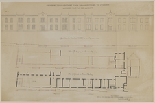 216670 Plattegronden en doorsnede van de begane grond en de eerste verdieping van het ontwerp voor de uitbreiding ...